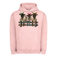 Pigment Salmon 3 sheeps suffolk ewe with bandanas and fence Urban Hoodie - BarkalooDesign