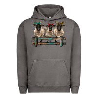 Pigment Tornado 3 sheeps suffolk ewe with bandanas and fence Urban Hoodie - BarkalooDesign