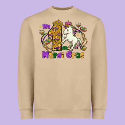 My First Mardi Gras Unicorn Heavyweight Sweatshirt Designed By Fadigitalartstudio