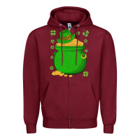Burgundy ireland leprechaun hat pot of gold irish st patricks day Zipper Hoodie - lanVoArt