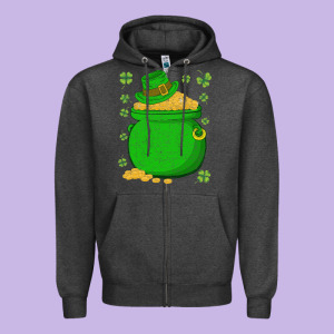 Ireland Leprechaun Hat Pot Of Gold Irish St Patricks Day Zipper Hoodie Designed By Lanvoart
