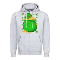 Heather Grey ireland leprechaun hat pot of gold irish st patricks day Zipper Hoodie - lanVoArt