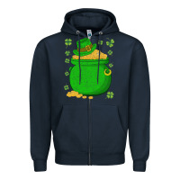 Navy ireland leprechaun hat pot of gold irish st patricks day Zipper Hoodie - lanVoArt