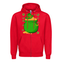 Red ireland leprechaun hat pot of gold irish st patricks day Zipper Hoodie - lanVoArt