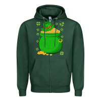 Sports Green ireland leprechaun hat pot of gold irish st patricks day Zipper Hoodie - lanVoArt