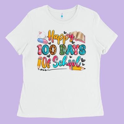 Happy 100 Days Of School Ladies Tee Designed By Artiststas