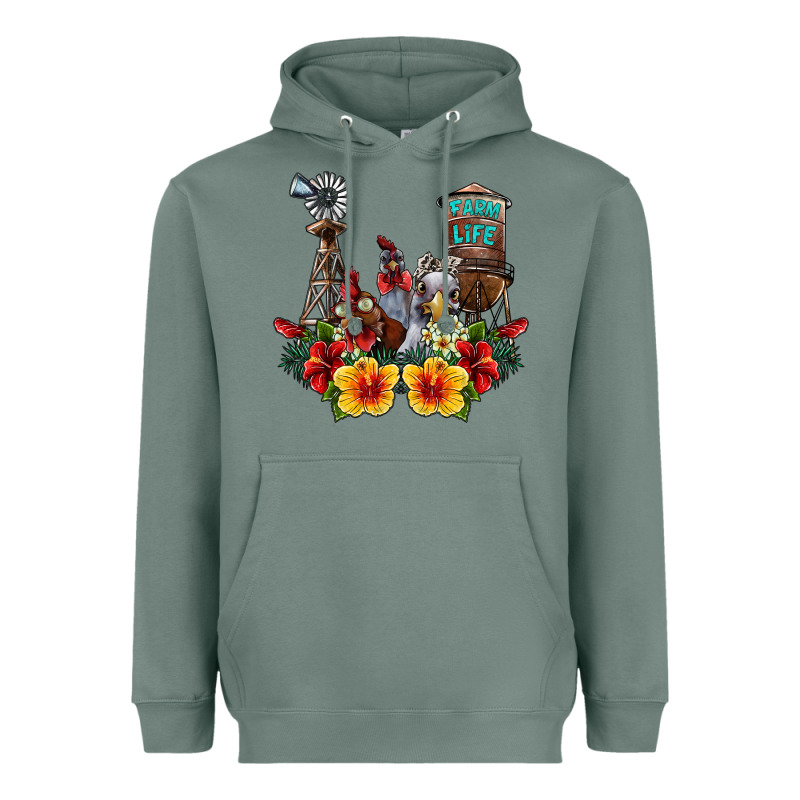 Farm Life Chicken Heavyweight Hoodie by SublimationCraftShop | Teevron