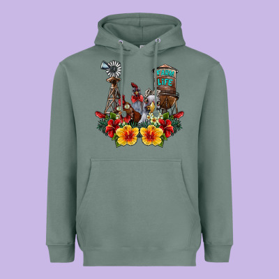 Farm Life Chicken Heavyweight Hoodie Designed By Sublimationcraftshop