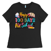 Black happy 100 days of school Ladies Tee - Artiststas