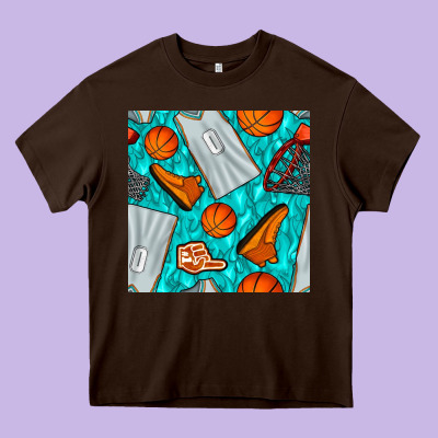 Basketball Uniform And Hoop Seamless Pattern Heavy Core Tee Designed By Bundleandbundleshop