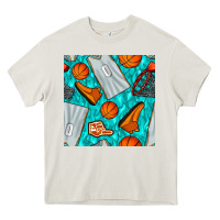 Cream basketball uniform and hoop seamless pattern Heavy Core Tee - BundleAndBundleShop