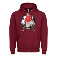 Burgundy cr7 soccer fan Zipper Hoodie - lanVoArt