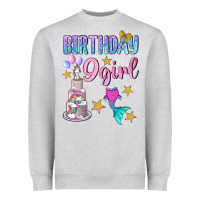 Heather Grey Birthday Girl 9 Heavyweight Sweatshirt - BundleAndBundleShop