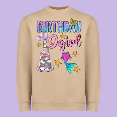 Birthday Girl 9 Heavyweight Sweatshirt Designed By Bundleandbundleshop