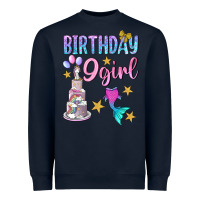 Navy Birthday Girl 9 Heavyweight Sweatshirt - BundleAndBundleShop