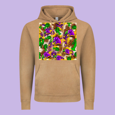Mardi Gras Jester Had And Crawfish With Leopard Pa Vintage Hoodie Designed By Howdyjamesfarm