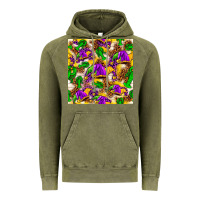 Vintage Olive Mardi Gras jester had and crawfish with leopard pa Vintage Hoodie - HowdyJamesFarm