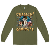 Army Green chillin with my gnomies Long Sleeve Tee - CowGirlArtShop