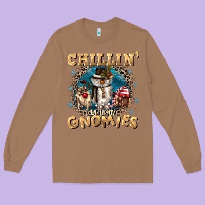 Chillin With My Gnomies Long Sleeve Tee Designed By Cowgirlartshop