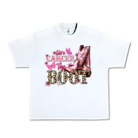 White Give Cancer the boot Cancer Awareness Urban Heavy Tee - HowdyJamesFarm