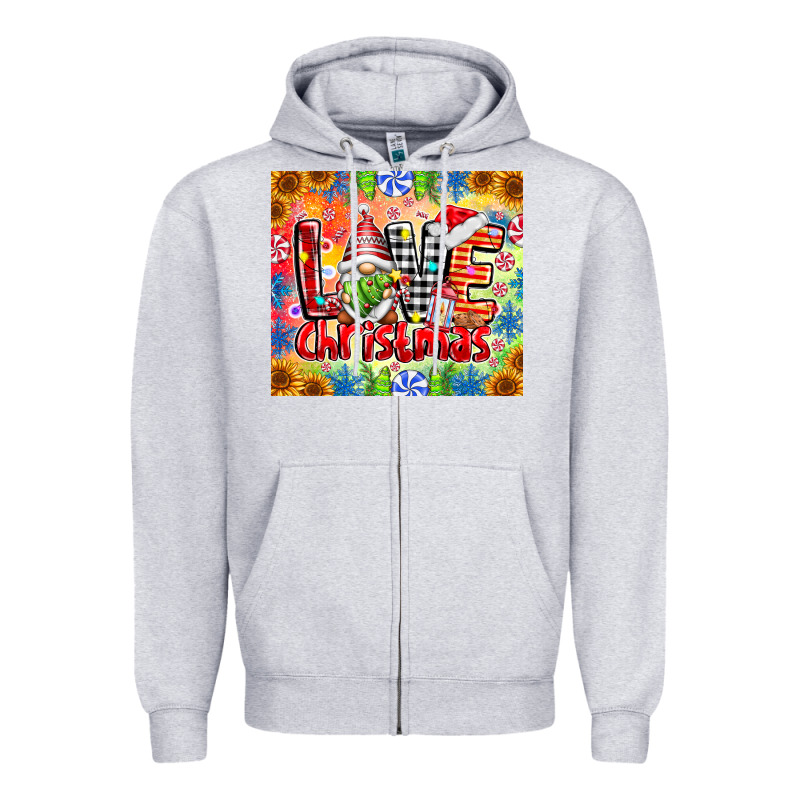 Love Christmas Gnome Zipper Hoodie by CowhideDigitalArt | Teevron
