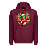 Burgundy Merry christmas Premium Hoodie - FaDigitalArtStudio