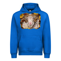 Cobalt merino ram with sunflowers Urban Hoodie - BarkalooDesign