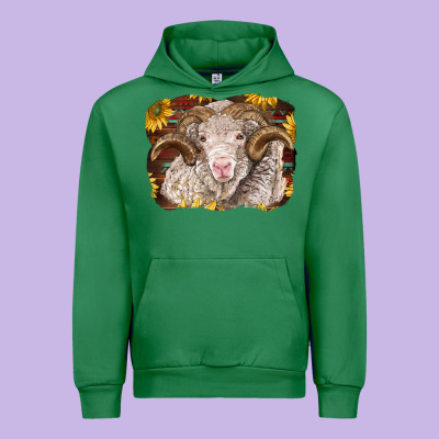 Merino Ram With Sunflowers Urban Hoodie Designed By Barkaloodesign
