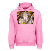 Fuchsia Pink merino ram with sunflowers Urban Hoodie - BarkalooDesign