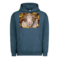 Pigment Midnight Navy merino ram with sunflowers Urban Hoodie - BarkalooDesign