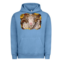 Pigment Pebble Blue merino ram with sunflowers Urban Hoodie - BarkalooDesign