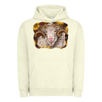 Pigment Pistachio merino ram with sunflowers Urban Hoodie - BarkalooDesign