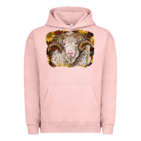 Pigment Salmon merino ram with sunflowers Urban Hoodie - BarkalooDesign