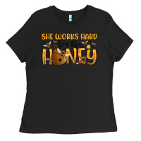 Black she works hard for the honey Ladies Tee - Artiststas