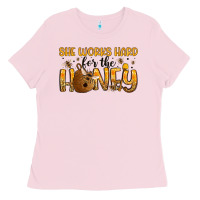 Bubblegum Pink she works hard for the honey Ladies Tee - Artiststas