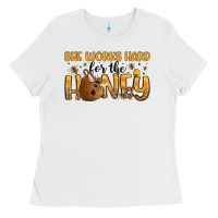 White she works hard for the honey Ladies Tee - Artiststas