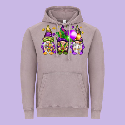 Mardi Gras Gnomies With Elements Vintage Hoodie Designed By Howdyjamesfarm