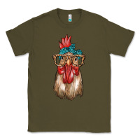 Army Green chicken with bandana and leopard Classic Tee - texasbilliewilder