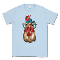 Dusty Blue chicken with bandana and leopard Classic Tee - texasbilliewilder