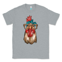 Heather Grey chicken with bandana and leopard Classic Tee - texasbilliewilder