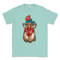 Seafoam chicken with bandana and leopard Classic Tee - texasbilliewilder