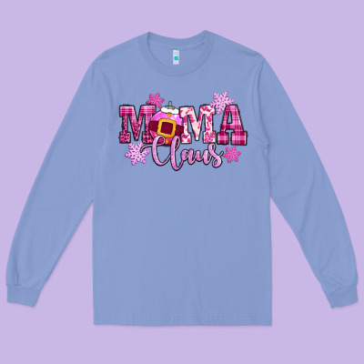 Mama Claus Pink Christmas Long Sleeve Tee Designed By Cowgirlartshop