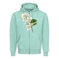Seafoam Mock Oranges Illustrations Zipper Hoodie - LillyAllenDesigns