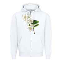 White Mock Oranges Illustrations Zipper Hoodie - LillyAllenDesigns