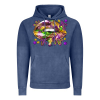 Vintage Denim Mardi Gras lips Vintage Hoodie - HowdyJamesFarm