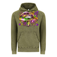 Vintage Olive Mardi Gras lips Vintage Hoodie - HowdyJamesFarm