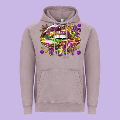 Mardi Gras Lips Vintage Hoodie Designed By Howdyjamesfarm