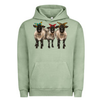 Pigment Oil Green 3 sheeps suffolk ewe with bandana Urban Hoodie - BarkalooDesign