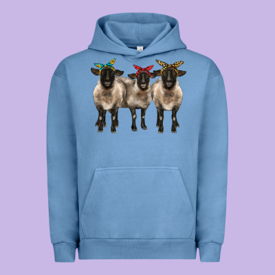 3 Sheeps Suffolk Ewe With Bandana Urban Hoodie Designed By Barkaloodesign
