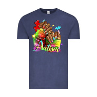 Vintage Denim Black woman Autism nails Vintage Tee - NancyCooperArtShop